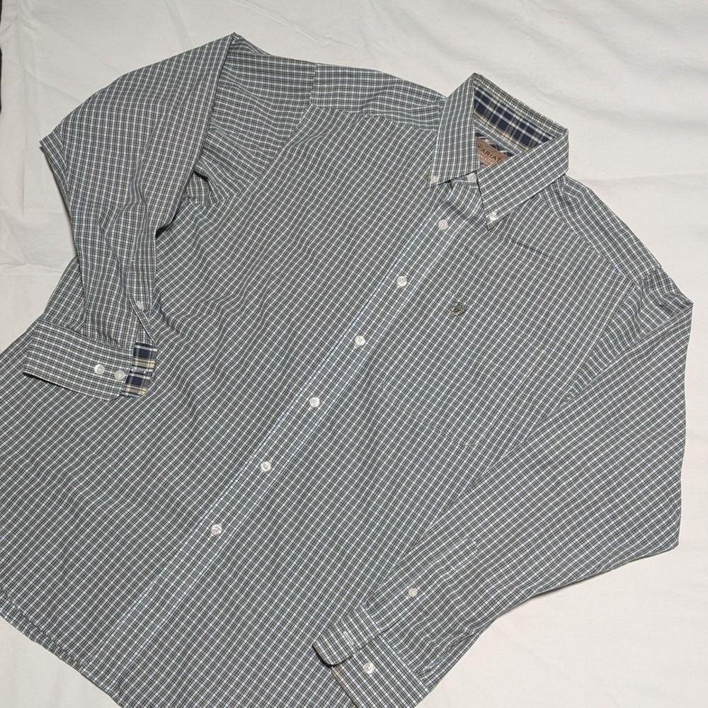 Ariat Wrinkle Free Brown Check Men's Medium Flip Cuff Long Sleeve